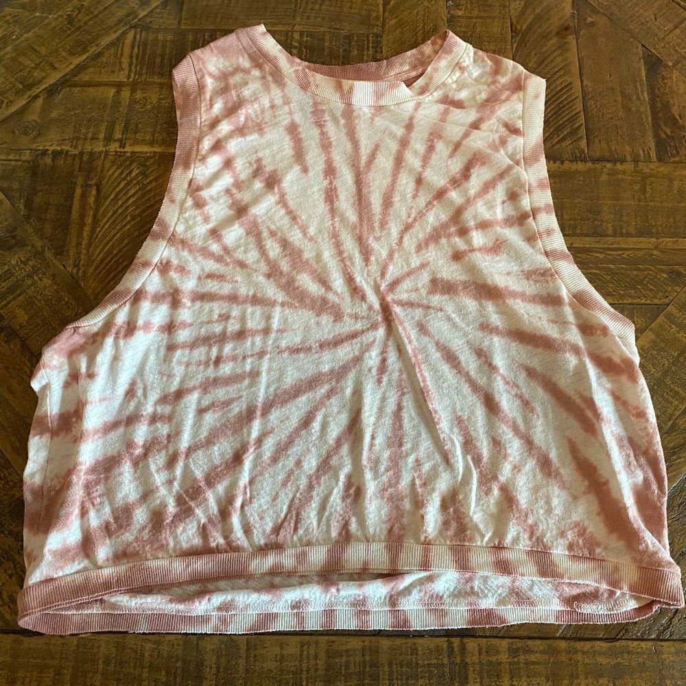 Pink & White Free People Movement Tie Dye Tank Top